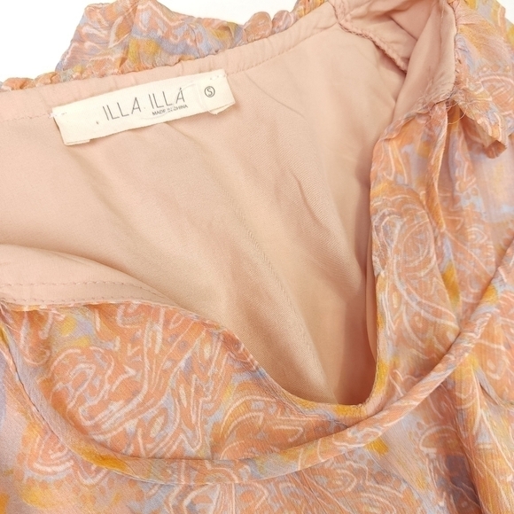 Illa Illa Peachy Paisley Boho Sheer Lined Dress Size S - Picture 2 of 12